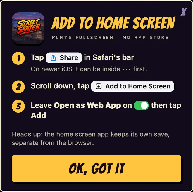 ADD TO HOME SCREEN: the steps for Safari